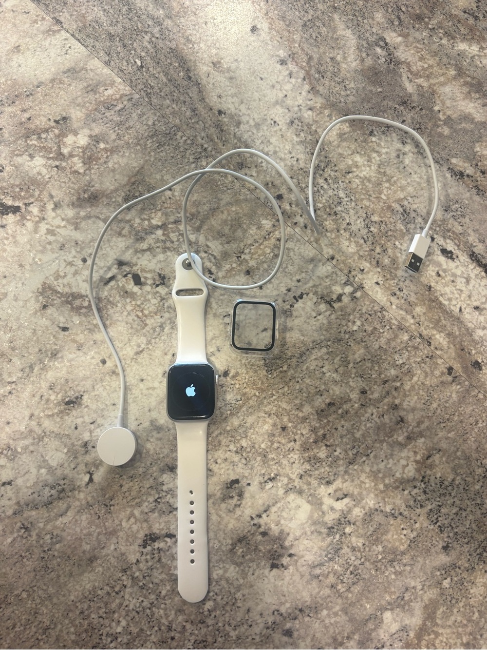 Apple Watch Silver Case with White Sport Band